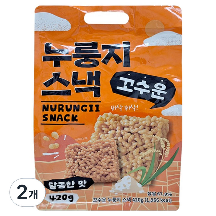 꼬수운 누룽지스낵 달콤한맛, 2개, 420g