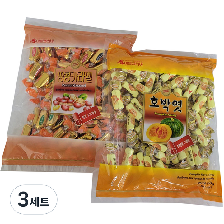 아름다운정성 호박엿 + 땅콩카라멜, 3세트