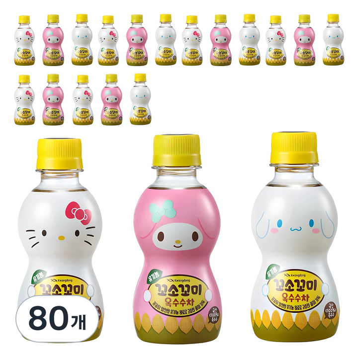 꼬소꼬미 유기농 옥수수차 캐릭터 랜덤발송, 200ml, 80개