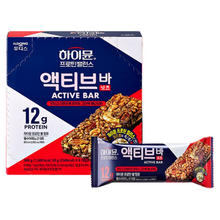 하이뮨 프로틴밸런스 액티브 바 넛츠 6p, 300g, 1개