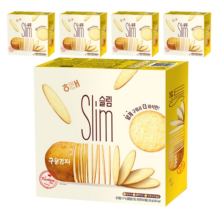 해태제과 구운감자 슬림, 240g, 5개