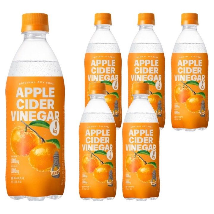 클룹 애사비소다 제주감귤 제로 탄산음료, 500ml, 6개