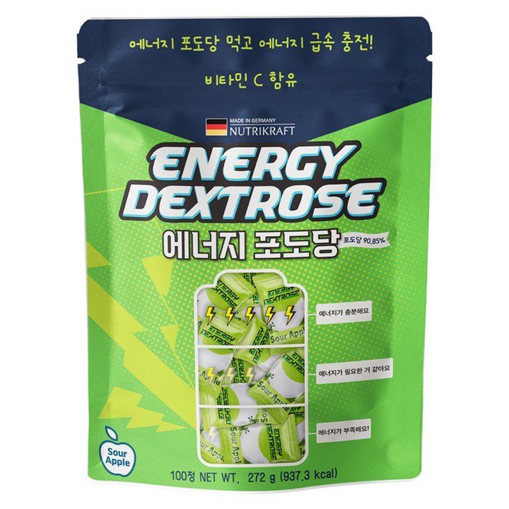 뉴트리크라프트 에너지 포도당 캔디 사과맛 100p, 272g, 1개