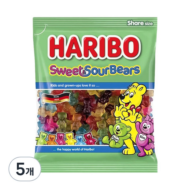 하리보 스위트사우어 베어스 젤리, 175g, 5개