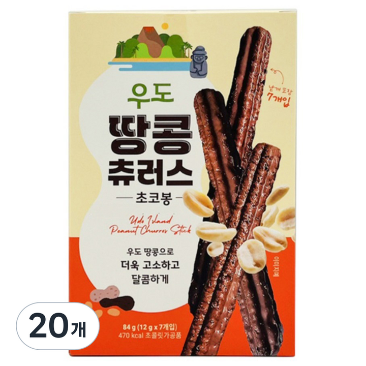 우도 땅콩 츄러스 초코봉, 84g, 20개