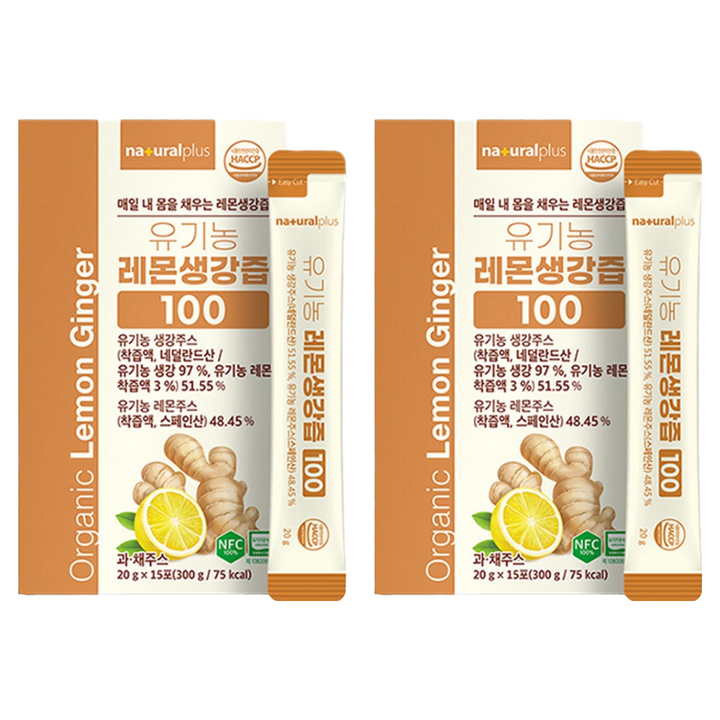 내츄럴플러스 유기농 레몬생강즙 100 15p, 300g, 2개