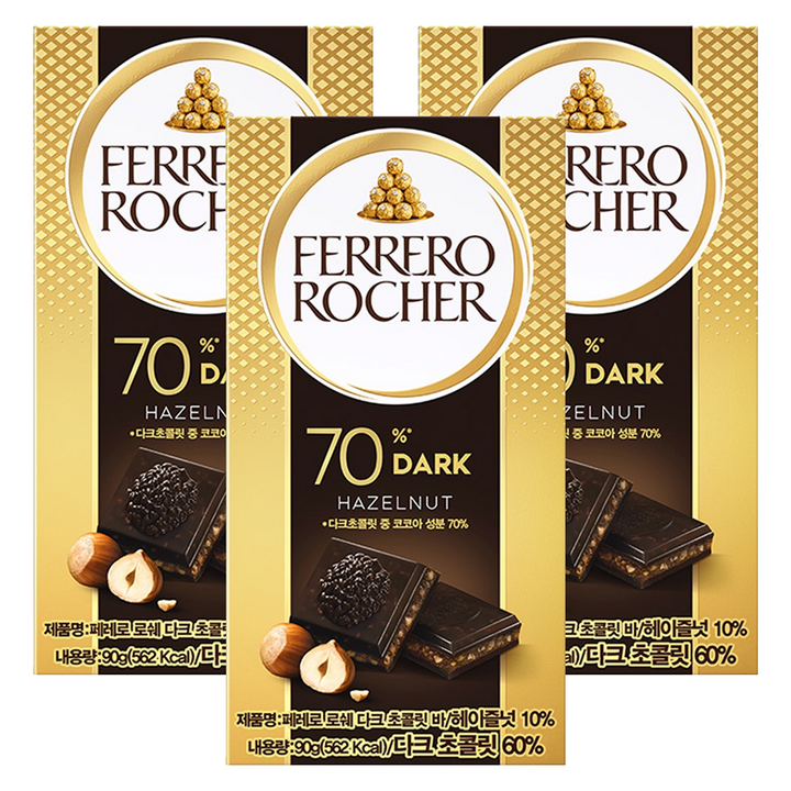 페레로로쉐 페레로 로쉐 다크 초콜릿 바, 90g, 3개