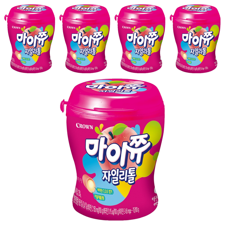 마이쮸 크라운 복숭아맛 용기, 110g, 5개