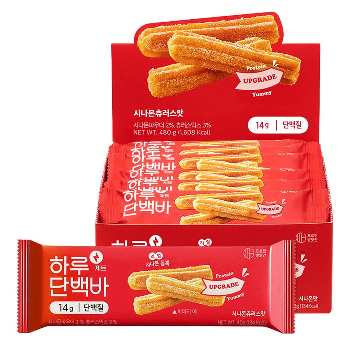 프로틴방앗간 하루단백바 제트 시나몬츄러스맛, 40g, 12개
