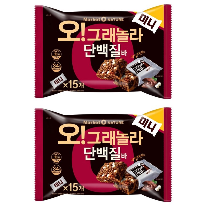 마켓오네이처 오 그래놀라 단백질바 미니, 192g, 2개