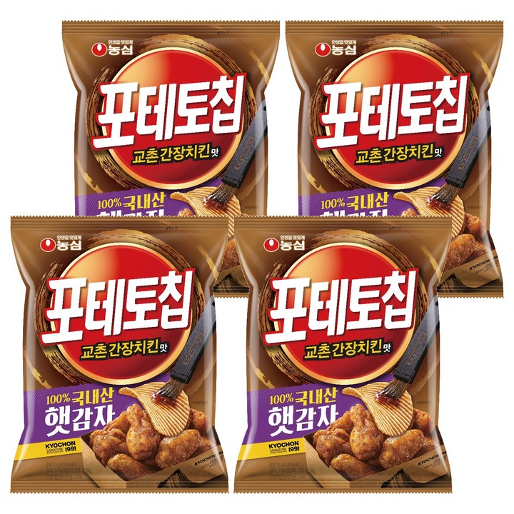 포테토칩 교촌간장치킨맛, 55g, 4개