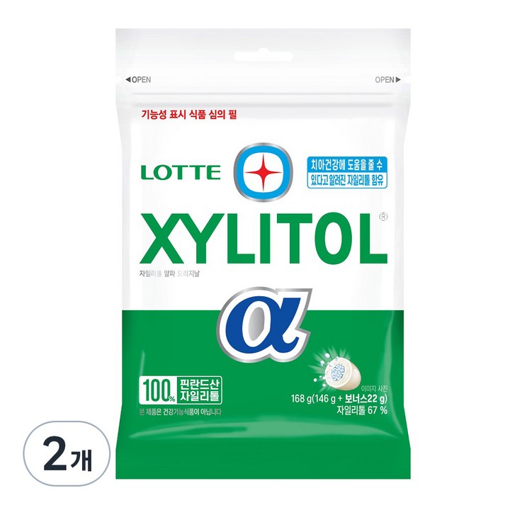 롯데자일리톨 알파 껌 리필, 168g, 2개