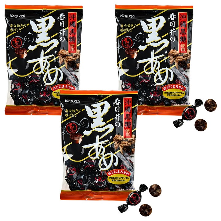 카수가이 구로 아메 흑설탕 사탕, 129g, 3개