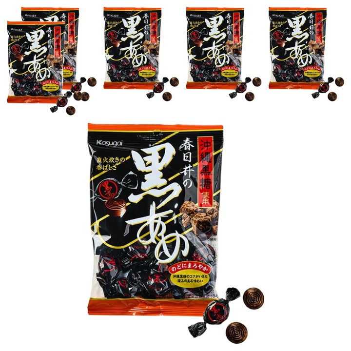 카수가이 구로 아메 흑설탕 사탕, 129g, 6개