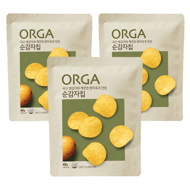 올가홀푸드 순감자칩, 40g, 3개