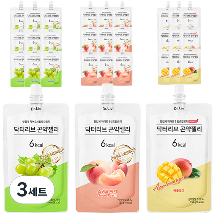 닥터리브 곤약젤리 스위트 머스켓 10p + 피치 10p + 애플망고 10p 세트, 150g, 3세트