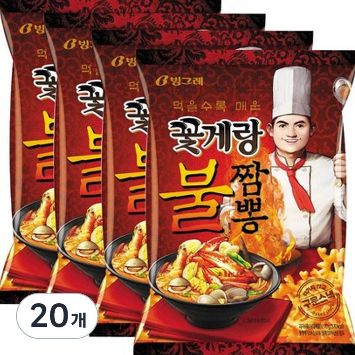 빙그레 꽃게랑 불짬뽕, 70g, 20개