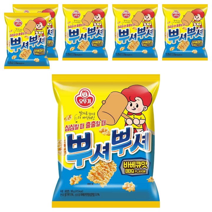 오뚜기 뿌셔뿌셔 바베큐맛, 90g, 6개