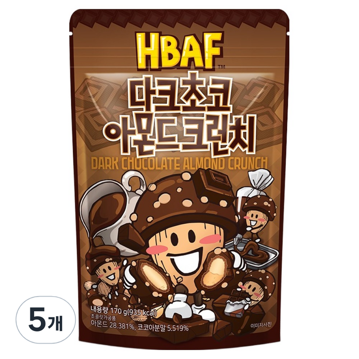 바프 다크초코 아몬드 크런치, 5개, 170g