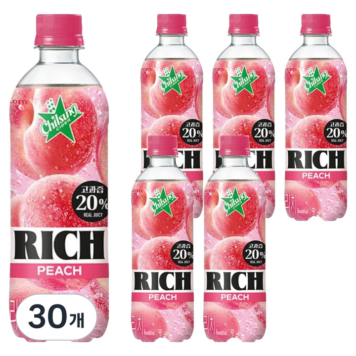 칠성사이다 리치 복숭아, 30개, 500ml