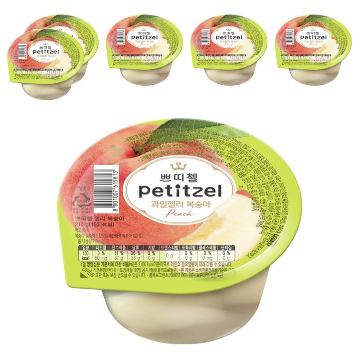 쁘띠첼 과일젤리 복숭아, 210g, 6개