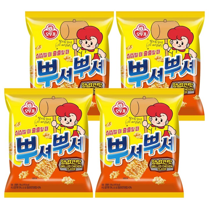 오뚜기 뿌셔뿌셔 양념치킨맛, 90g, 4개