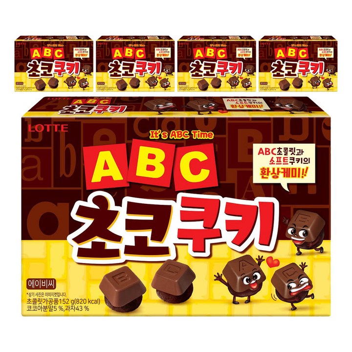 롯데웰푸드 ABC초코쿠키, 152g, 5개