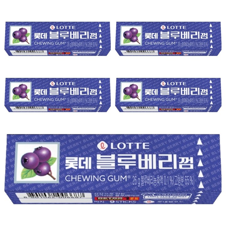 롯데 블루베리껌, 5개, 26g