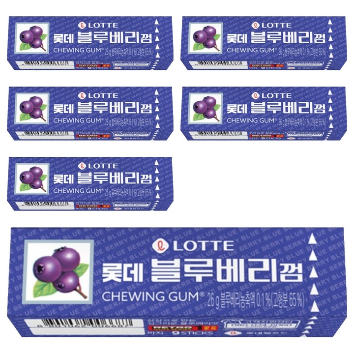 롯데 블루베리껌, 6개, 26g
