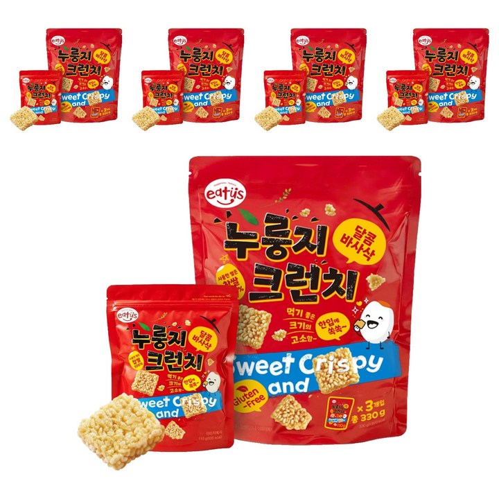 이더스 찹쌀 누룽지 크런치 3p, 5개, 330g