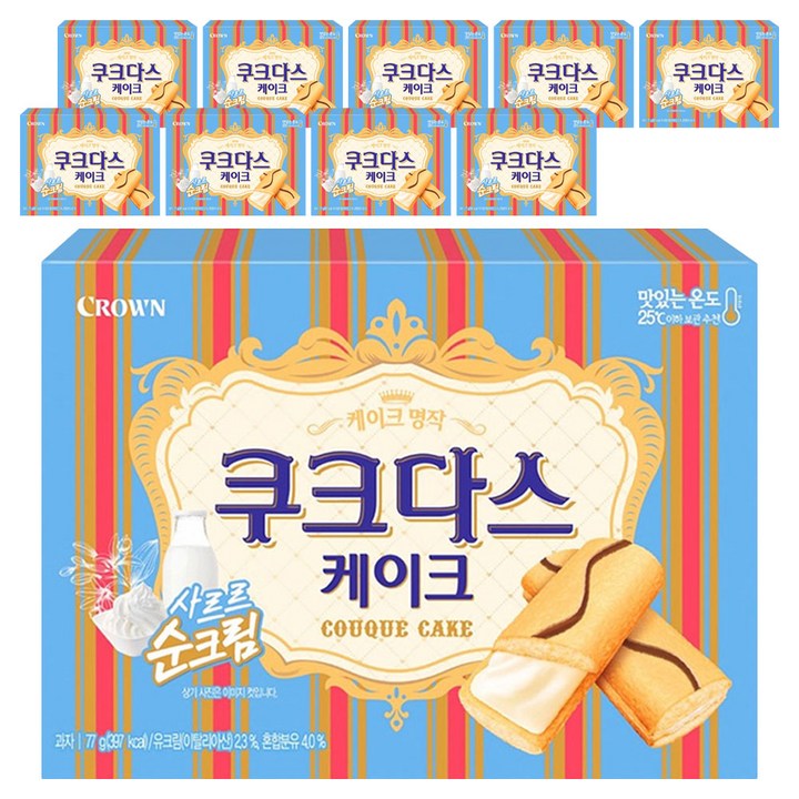 쿠크다스 케이크 과자, 77g, 10개