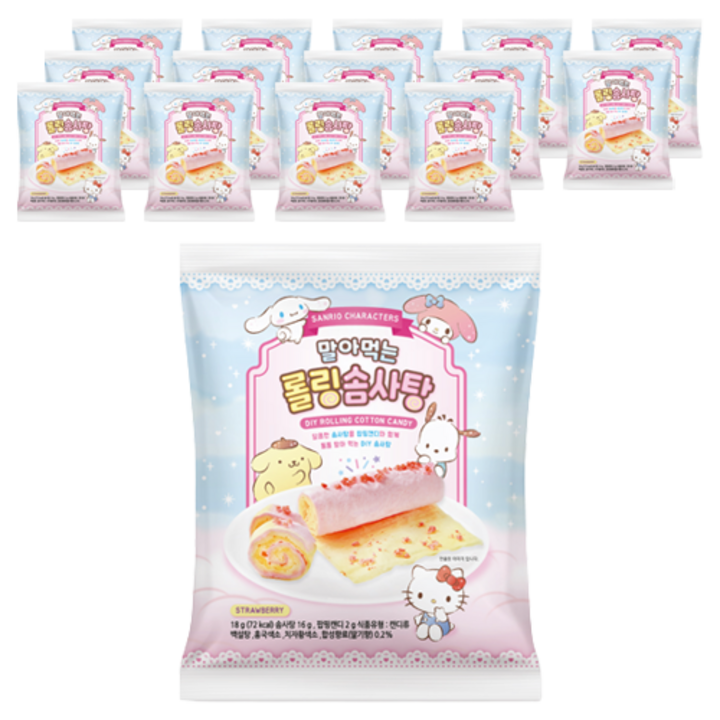 산리오캐릭터즈 말아먹는 롤링 솜사탕, 18g, 15개