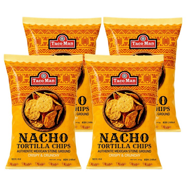 타코맨 나쵸 토틸라칩, 453g, 4개