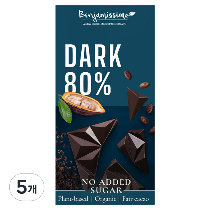 벤자미시모 유기농 다크 80% 초콜릿, 60g, 5개