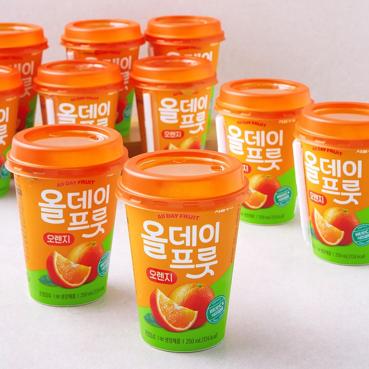서울우유 올데이프룻 오렌지 주스, 250ml, 10개