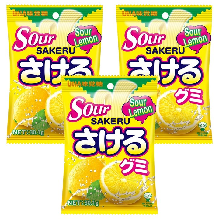 유하미카쿠토 찢어먹는 레몬맛 사케루 구미 사우어, 30.1g, 3개