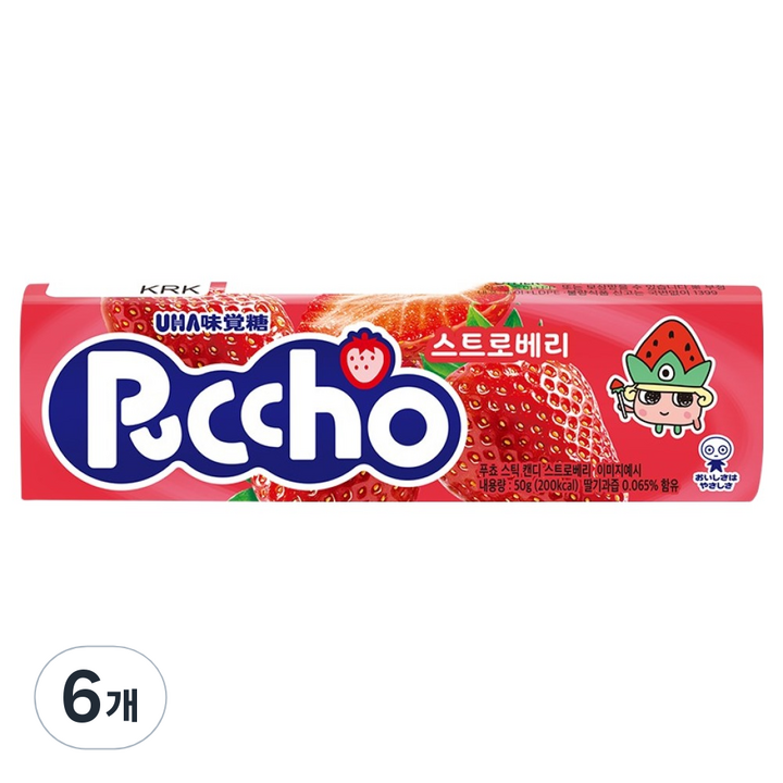 푸쵸 유하미카쿠토 스틱 캔디 스트로베리, 50g, 6개