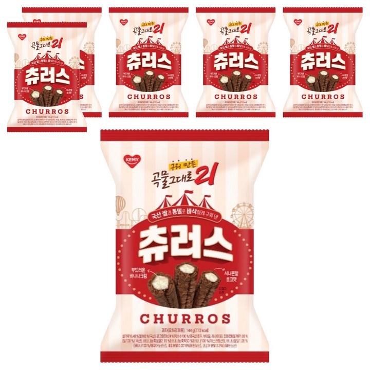개미 구워 만든 곡물그대로 21 크리스피롤 츄러스, 6개, 144g