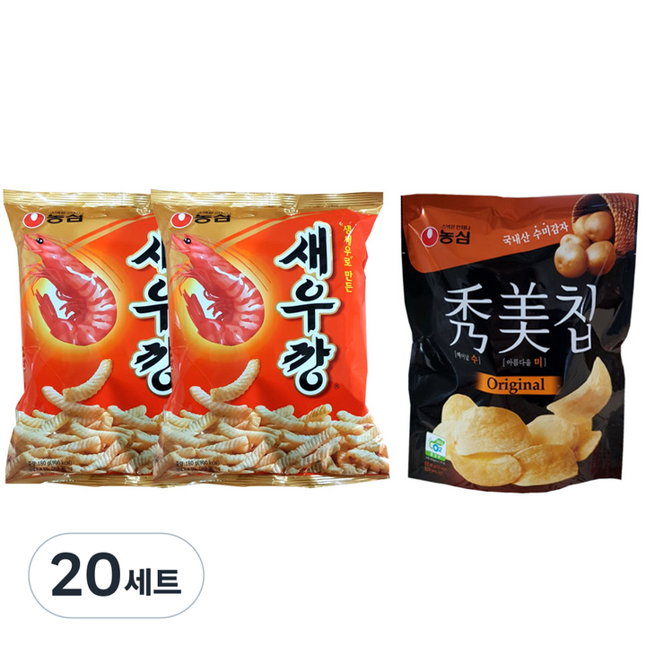 농심 새우깡 180g x 2p + 수미칩 오리지널 85g, 20세트
