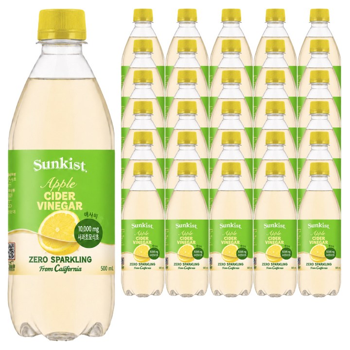 썬키스트 애사비 제로 탄산음료 레몬, 500ml, 40개