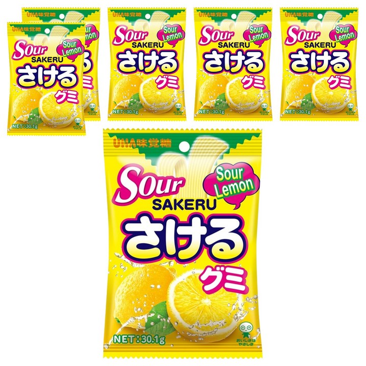 유하미카쿠토 찢어먹는 레몬맛 사케루 구미 사우어, 30.1g, 6개