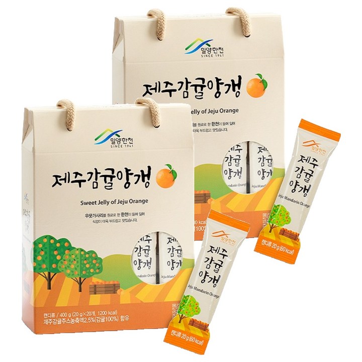 밀양한천 제주감귤양갱, 400g, 2개
