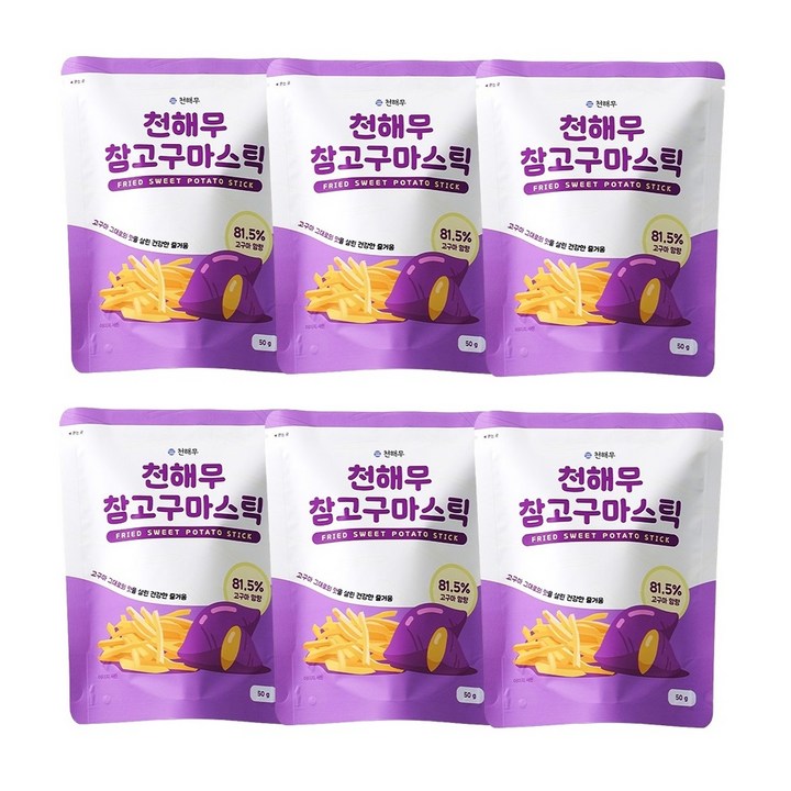 천해무 참 고구마 스틱, 50g, 6개