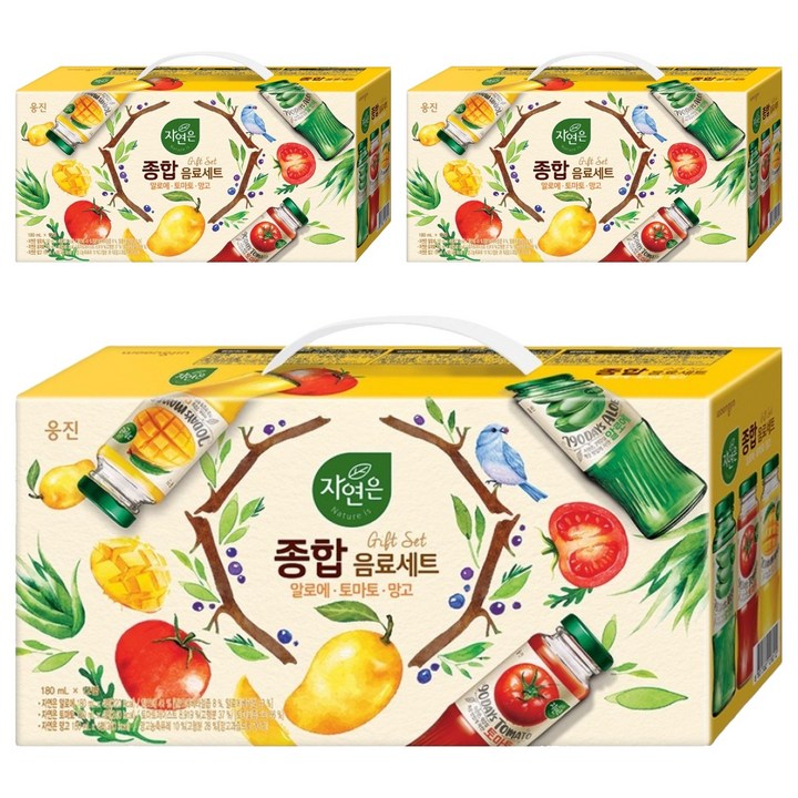 자연은 종합음료 알로에 180ml x 4p + 토마토 180ml x 4p + 망고 180ml x 4p 세트, 3개