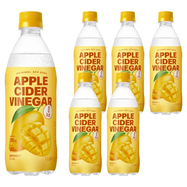클룹 애사비소다 망고 제로 탄산음료, 6개, 500ml