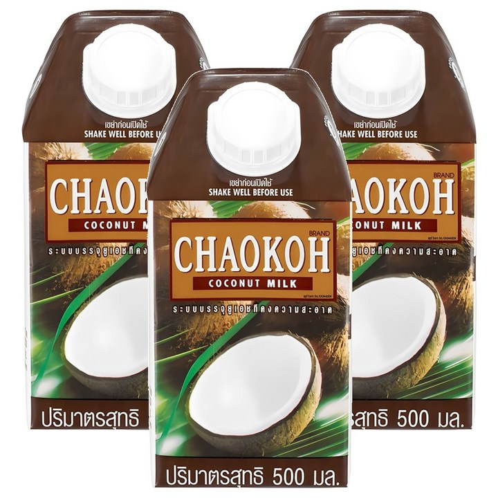 차오코 코코넛밀크, 3개, 500ml