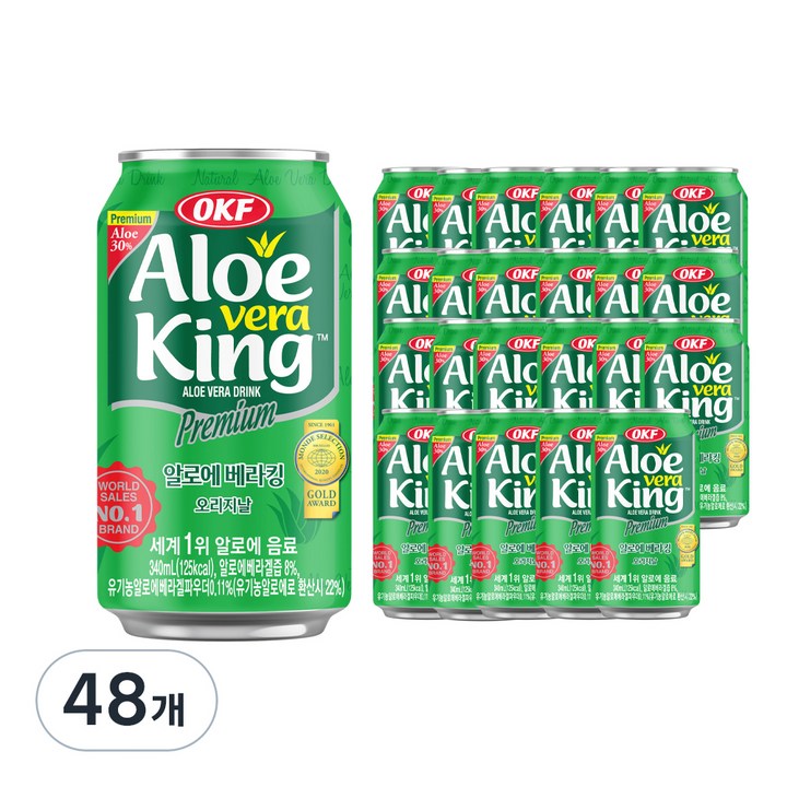 오케이에프 알로에베라킹 오리지날 주스, 340ml, 48개