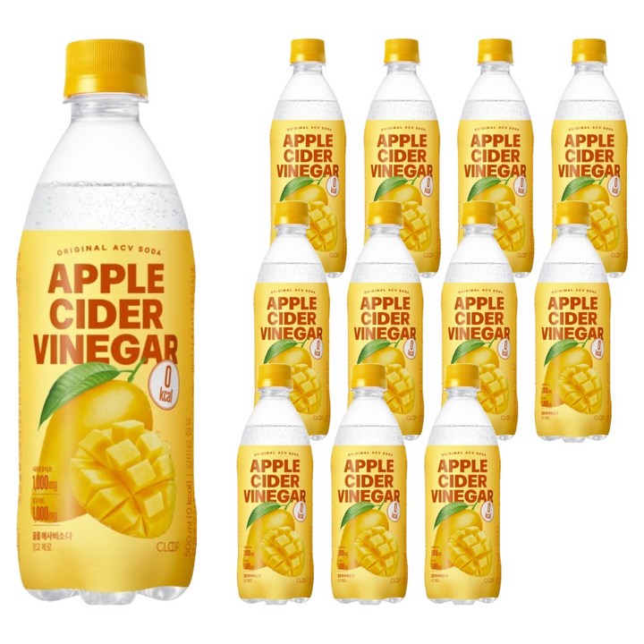 클룹 애사비소다 망고 제로 탄산음료, 12개, 500ml