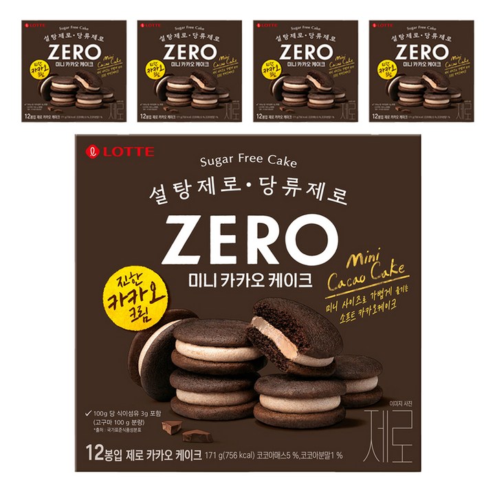 롯데제로 카카오 케이크, 171g, 5개