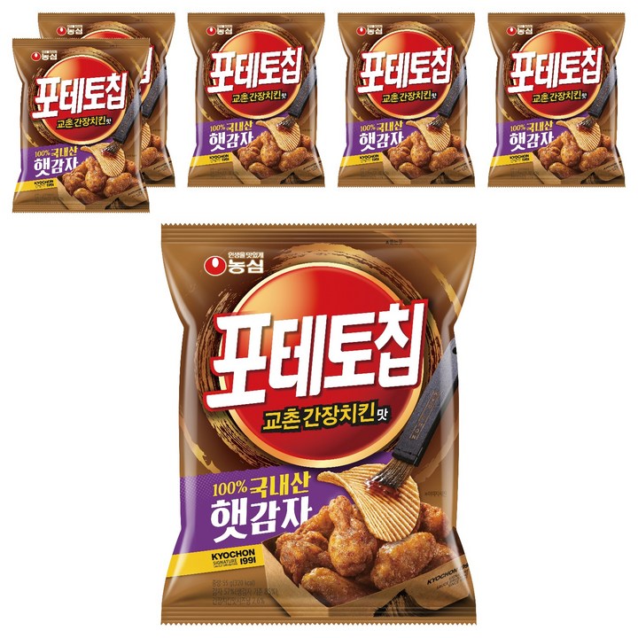 포테토칩 교촌간장치킨맛, 55g, 6개